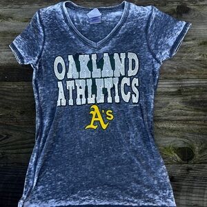 Vintage Oakland A’s 5th & Ocean Gray V-Neck T-Shirt